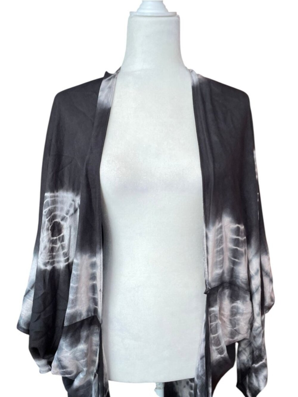 Free People Spell Bound Duster Black White Tie Dye Boho Indie OS Whimsy Fairy - Picture 7 of 13